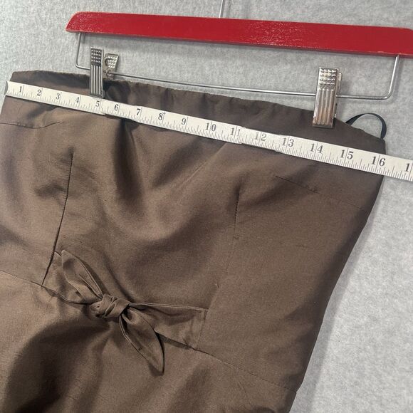 Lynn Lugo Silk Dress Strapless fit Flare Brown Party Wedding Women's Size 10 - Picture 12 of 14